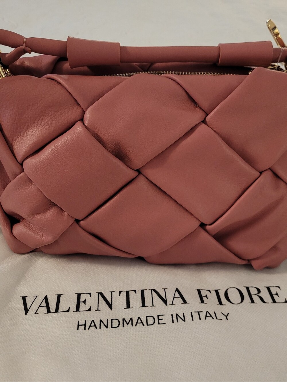 Valentina Fiore Dusty Rose  Leather Crossbody